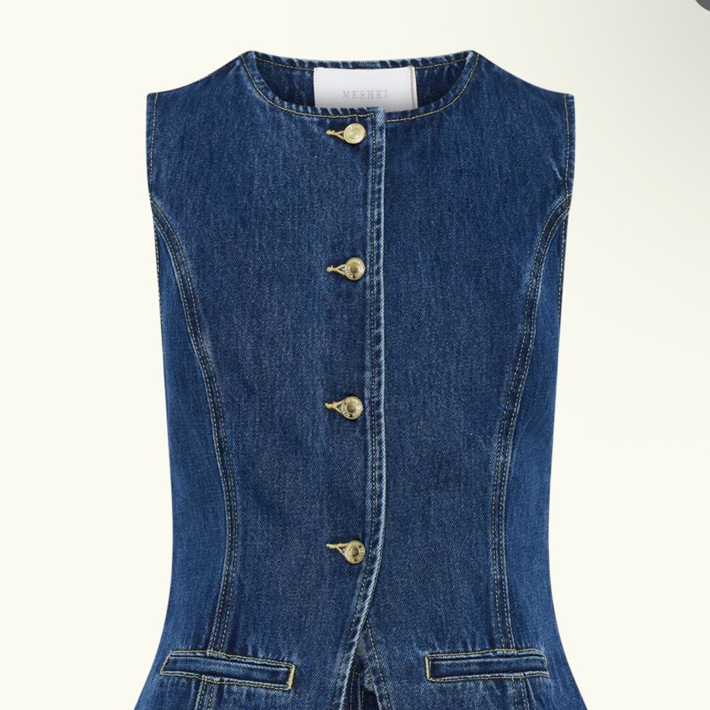 Meshki Denim Button Up Top - Dark Blue - Picture 4 of 4